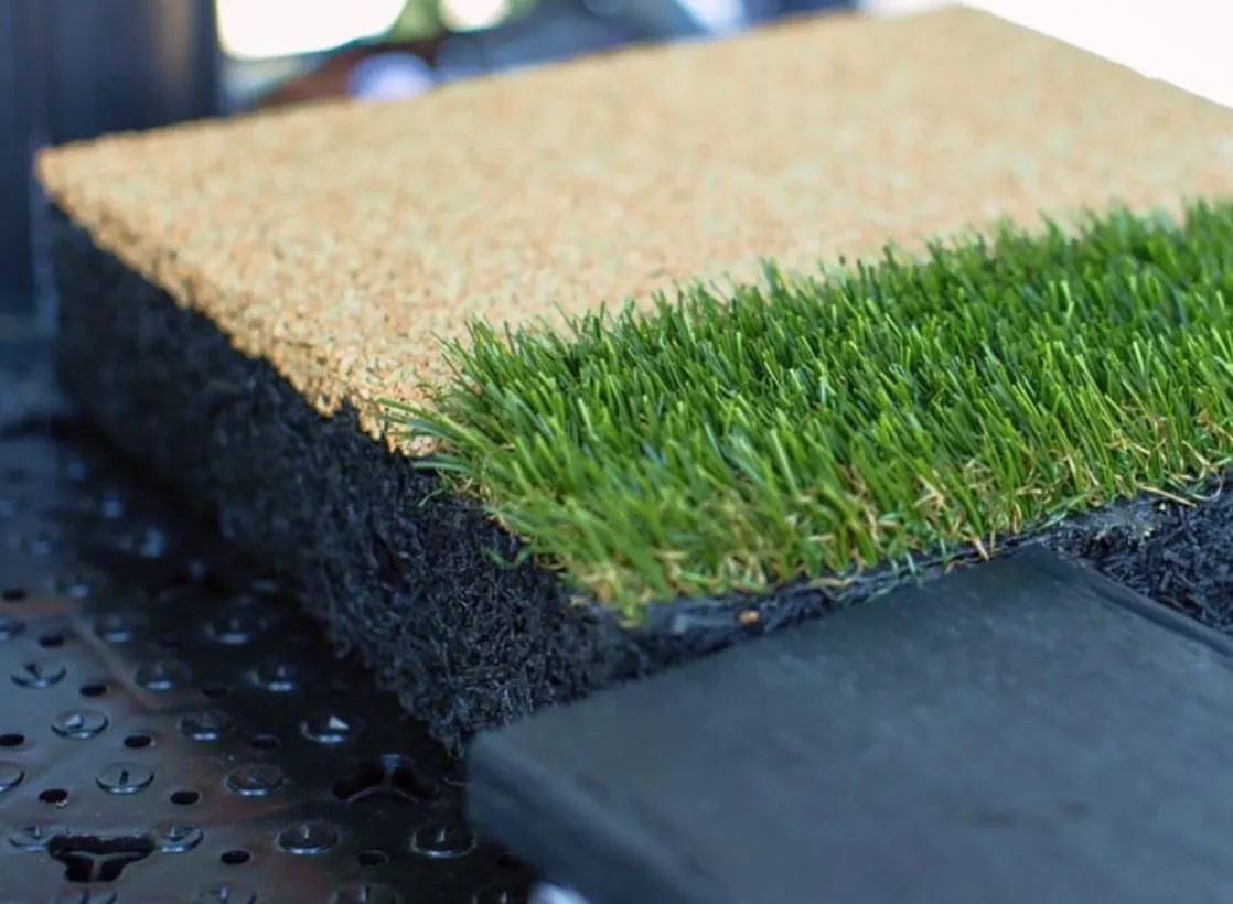 A view of the SynLawn layers, a synthetic turf company, that incorporate soy-based materials.